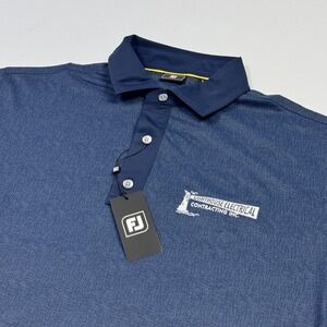 FootJoy Polo Shirt Mens Large Blue Tonal Texture Print Golf Moisture Wicking